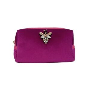 NWT Sixton London Velvet makeup bag with detachable Queen Bee Brooch